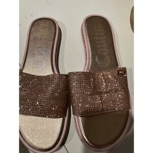 Juicy Couture Rose Gold Crystal Slide Sandals